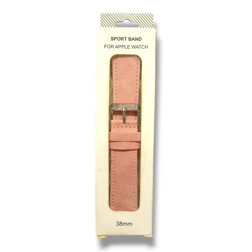 Sport Band for Apple Watch 38mm Dusty Rose Pink Faux Leather Buckle‎ Strap New